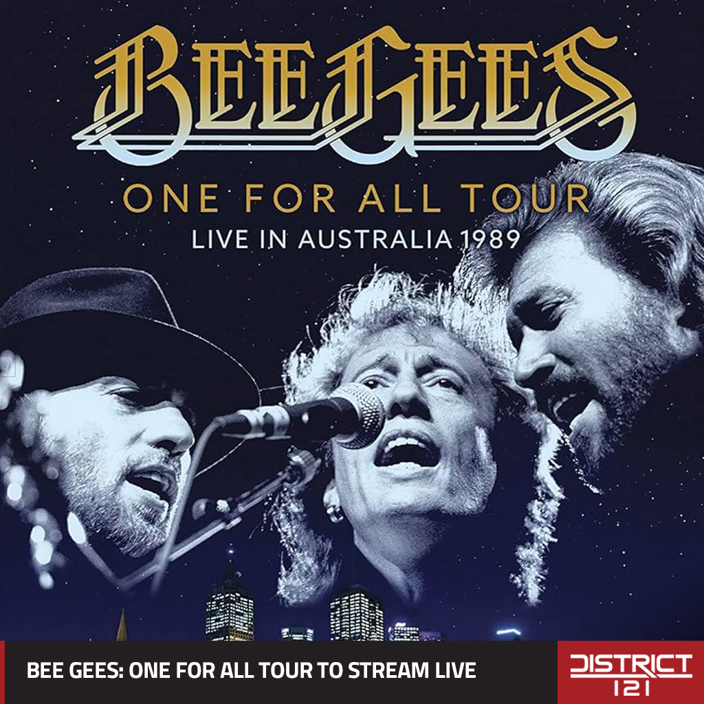 The Bee Gees concert stream on the big screen in McKinney.