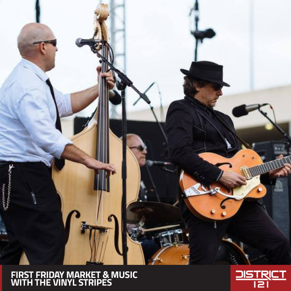 McKinney’s First Friday Market & Music with The Vinyl Stripes.