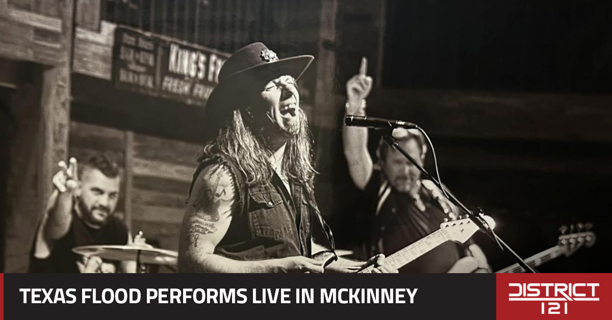 Texas Flood performs in McKinney, Texas.
