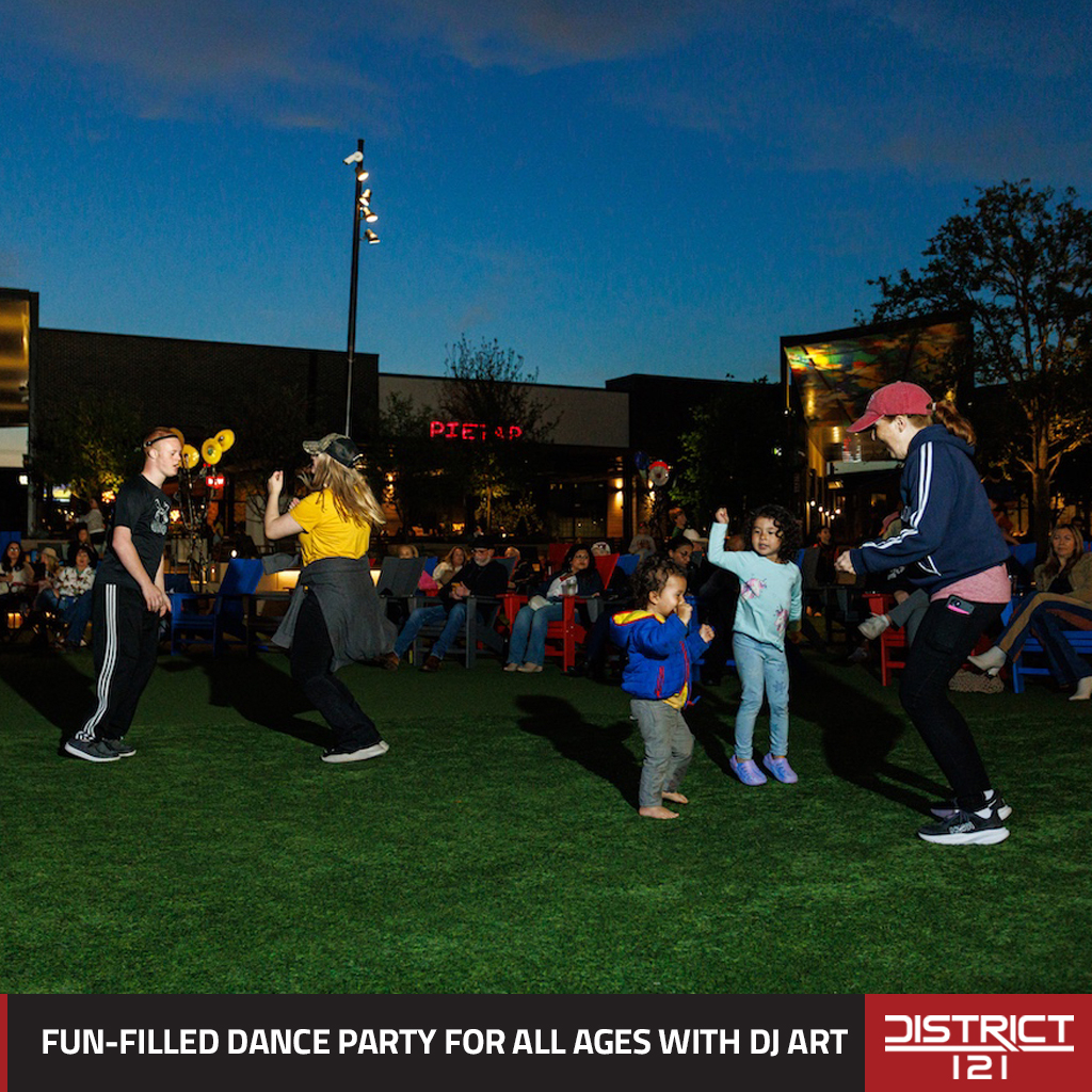Free dance party with DJ Art.